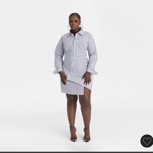 KBB by KAHLANA Asymmetrical Buttoned Shirt Dress